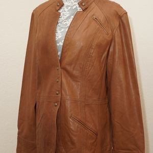 Coldwater Creek Soft Lambskin Leather Blazer